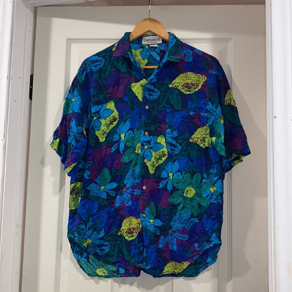 80s Union Bay Tropical Mens Shirt. Size S